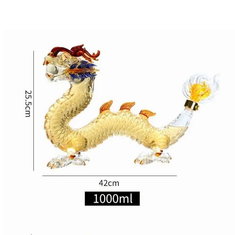Dragon shaped Chinese Zodiac whiskey decanter Glass Alcohol Bottle for Liquor Scotch Bourbon Gifts for Men Him 1000ML - Image 2