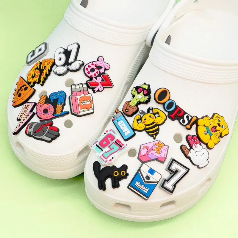 25PCS Mixed Cartoon Shoe Charms Pack, Cool Shoe Decorations for Birthday Party Gifts