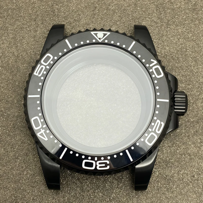 Accessori per la modifica dell'orologio Cassa nera Foglio inferiore piatto trasparente Vetro zaffiro 40MM per movimento NH35