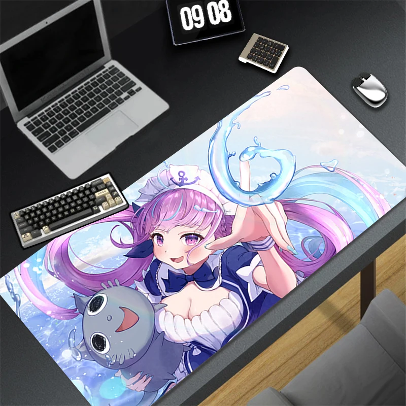 

Pattern Gaming Accessories Fun Mousepad Office PC Mouse Pad H-hololive Minato Aqua Keyboard Pad Desk Decoracion Anime Desk Mat