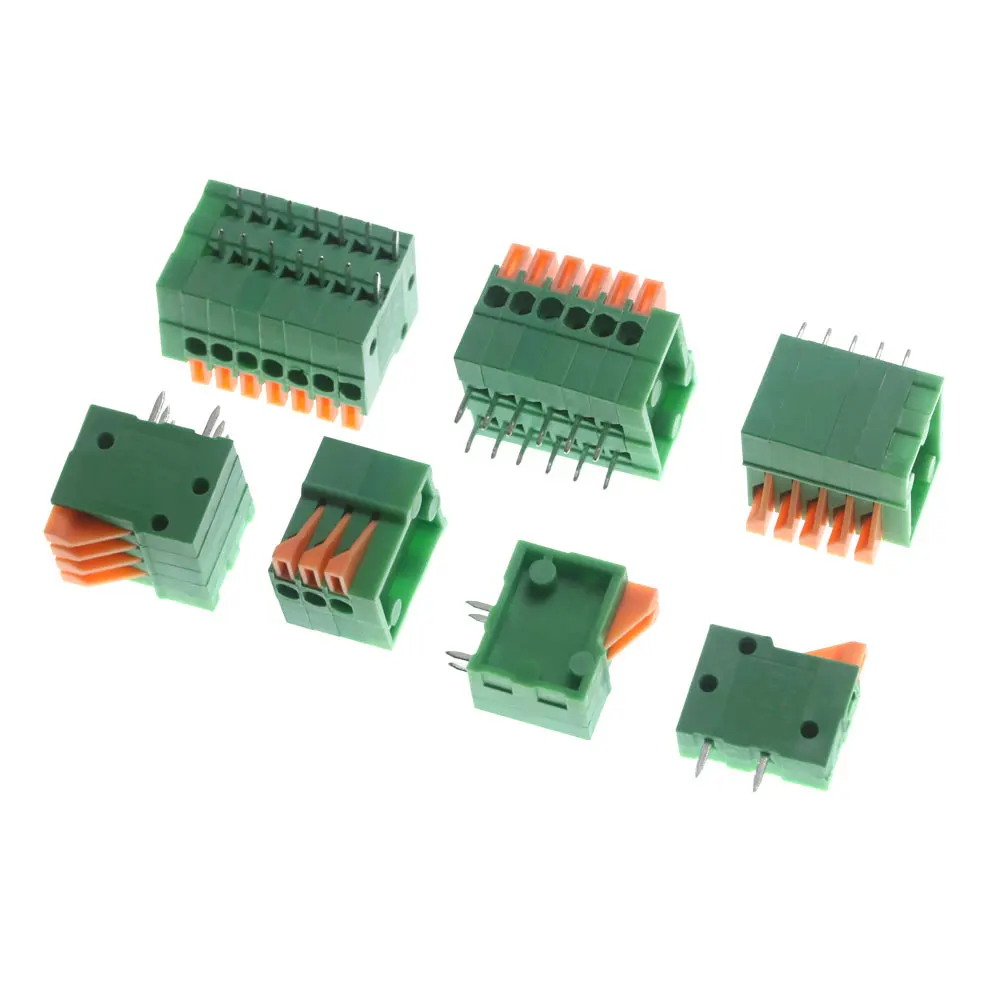 10Pcs 2.54mm Pitch KF141V KF141R Push-in Spring Screwless Terminal Block Straight/Bent Foot 1/2/3/4/5/6/7/8/9/10P PCB Connector