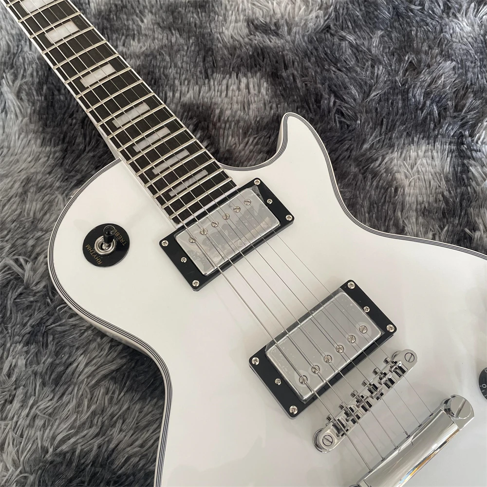 High-quality custom-made  electric guitar white body rosewood fingerboard inlaid real shell silver-white knobs