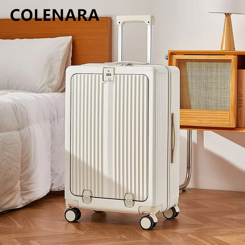 

COLENARA Laptop Suitcase Front Opening Boarding Case USB Charging Trolley Case ABS+PC Combination Case 20“22”24"26Inch Luggage