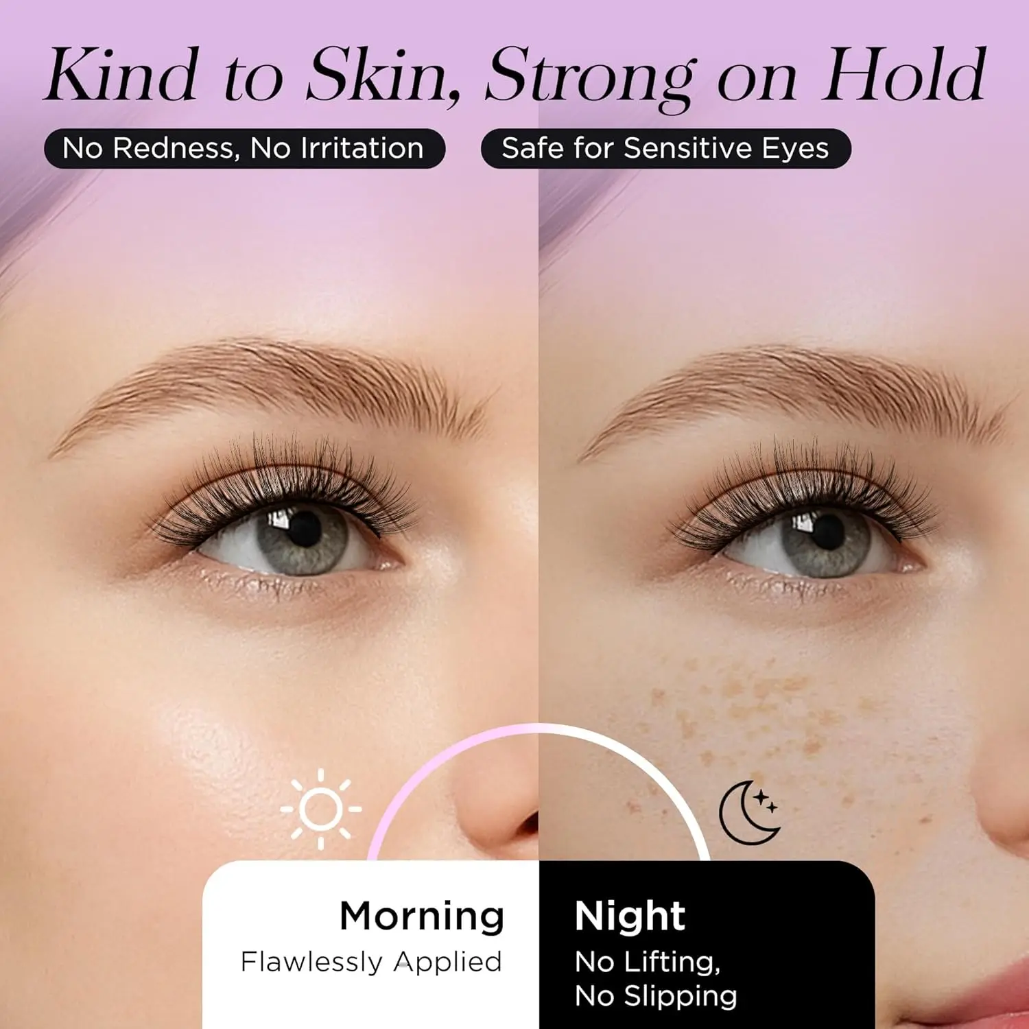 Self-Adhesive Wispy False Eyelashes, No Glue Needed, Natural Look, 5 Pairs with Spare Strips