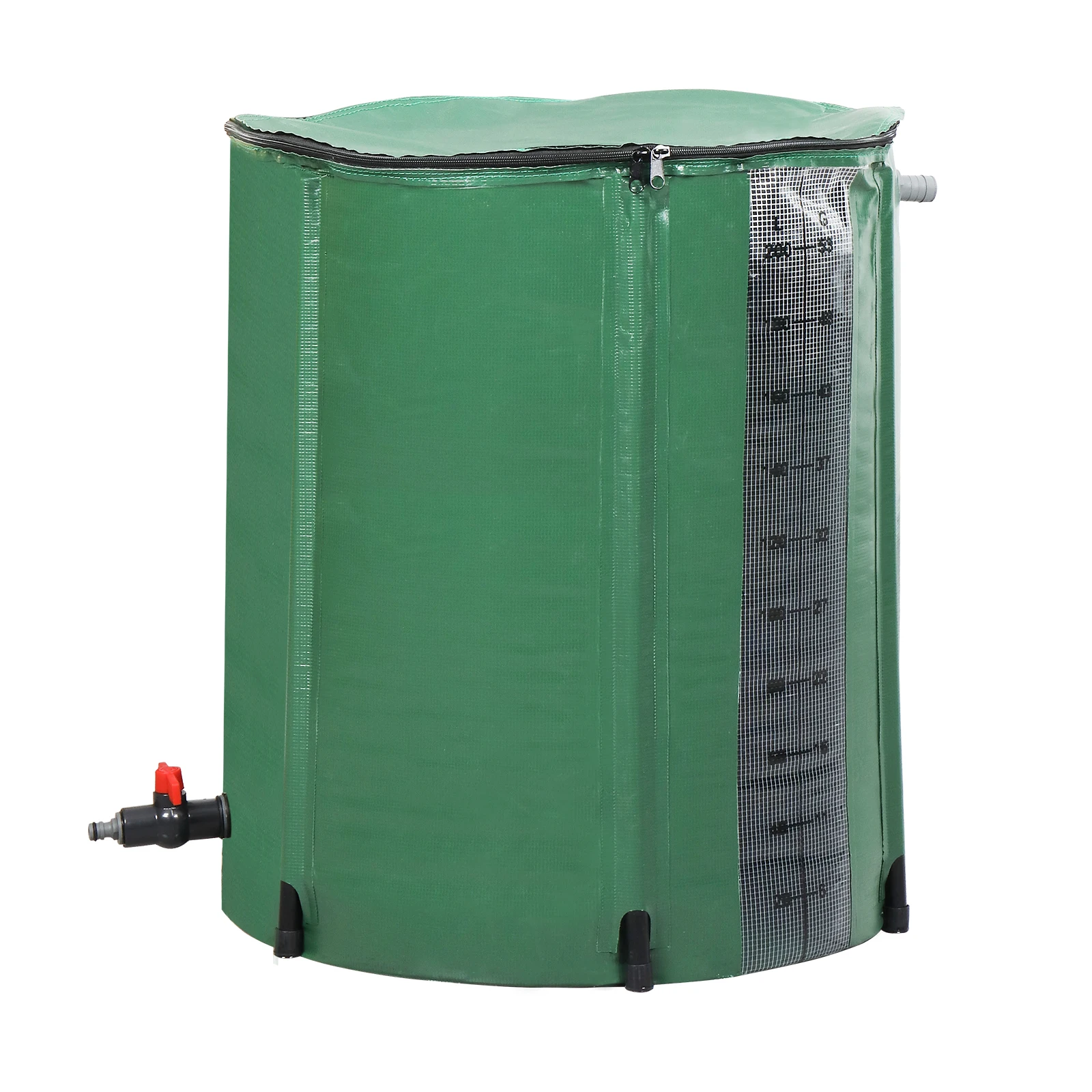 50 Gallon Collapsible PVC Rain Barrel with Scale Mark, Green Foldable Rainwater Collection Tank with Spigot, Outdoor Garden Water Storage Bucket for Rain Harvesting