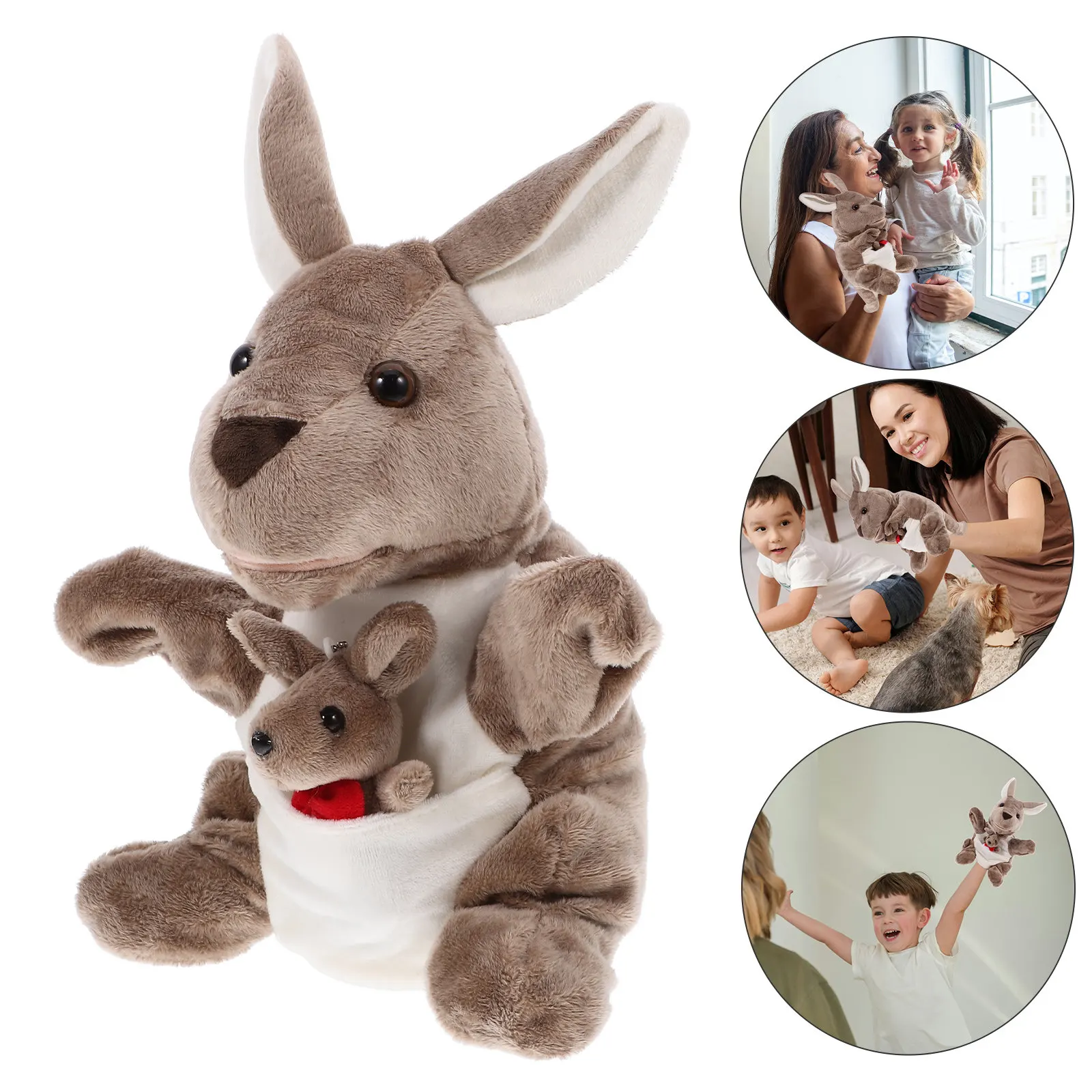 

1 Piece Cute Kangaroo Hand Puppet Soft Interactive Animal Storytelling Play Role Parent-Child Bonding Creative Educational