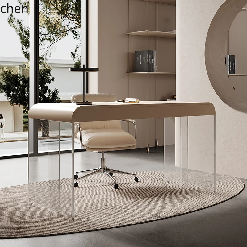 HT  cream wind suspension desk modern acrylic small apartment home study designer writing desk dresser bedroom