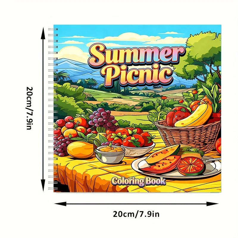 Coloring Book Summer Picnic for Adult Colouring Book, Birthday Day Gift, Back to School Supplies, Adults Cute Drawing Book