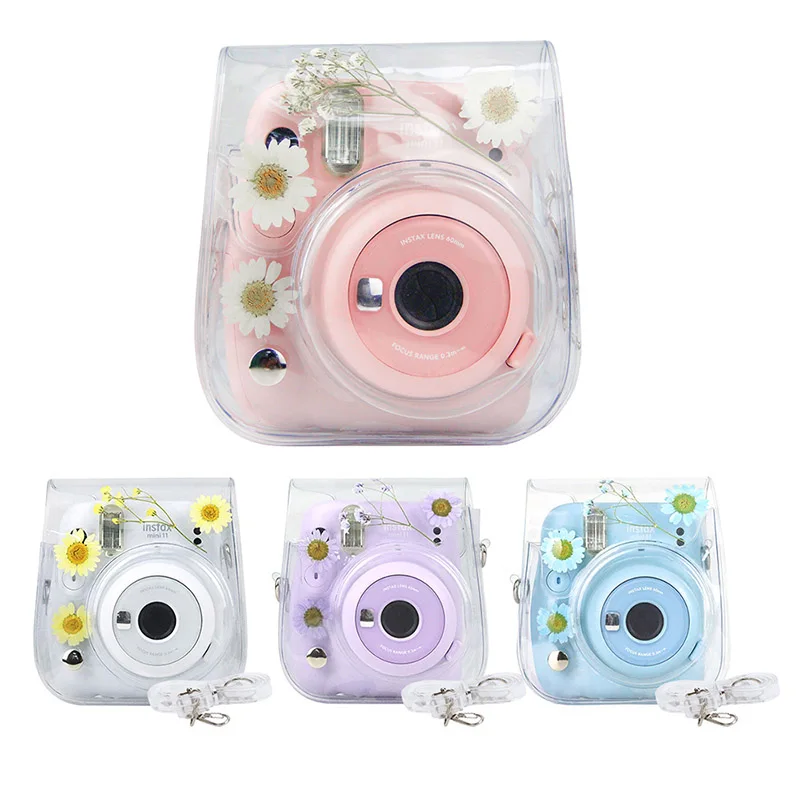 For Fujifilm Instax Mini 11 9 8 Transparent Camera Case Protective Carry Bag Cover with Shoulder Strap Storage Bag