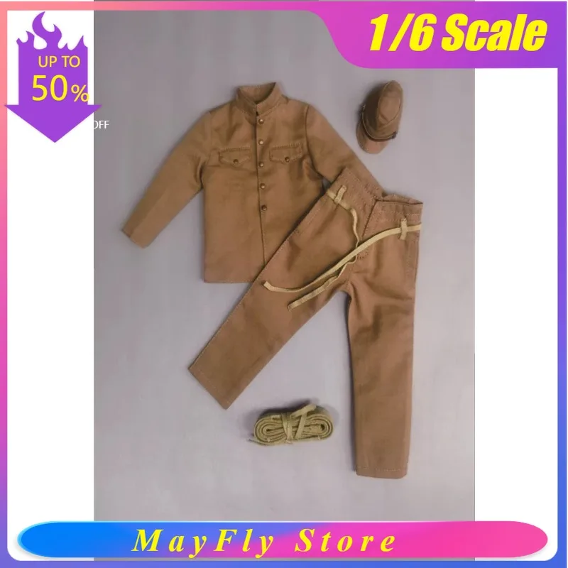 

In Stock MOE 1/6 Scale P016 Male Soldier Khaki Tops Pants Set Clothes Model for 12 Inch Toy Figures Body Scene Accessories