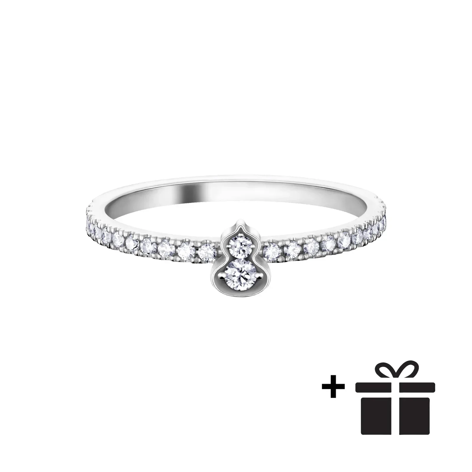 

2025 high-quality S925 gourd ring, simple zircon inlaid couple ring birthday gift, daily multi-functional fashionable jewelry