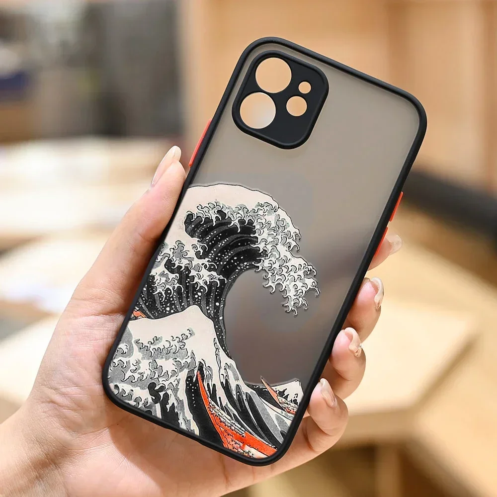 Fashion Great Blue Wave Clear Phone Case For iPhone 16 13 12 11 14 15 Pro MAX Plus SE Mini XR Shockproof Hard Matte Cover Fundas