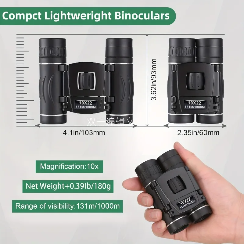 10X22 HD Binoculars Mini Compact Wide Field High Optical Lens Telescope Outdoor Look Bird Hunting Tourist Camping Binoculars