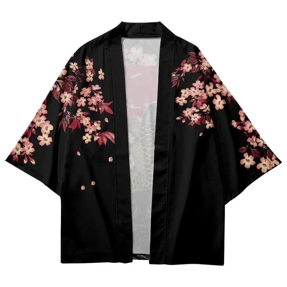 Carp Spray Print Men's And Women's Cardigans Kimono Cosplay Haori Waves Yukata Tops Beach Japanese Style Oversized Robe Clothes