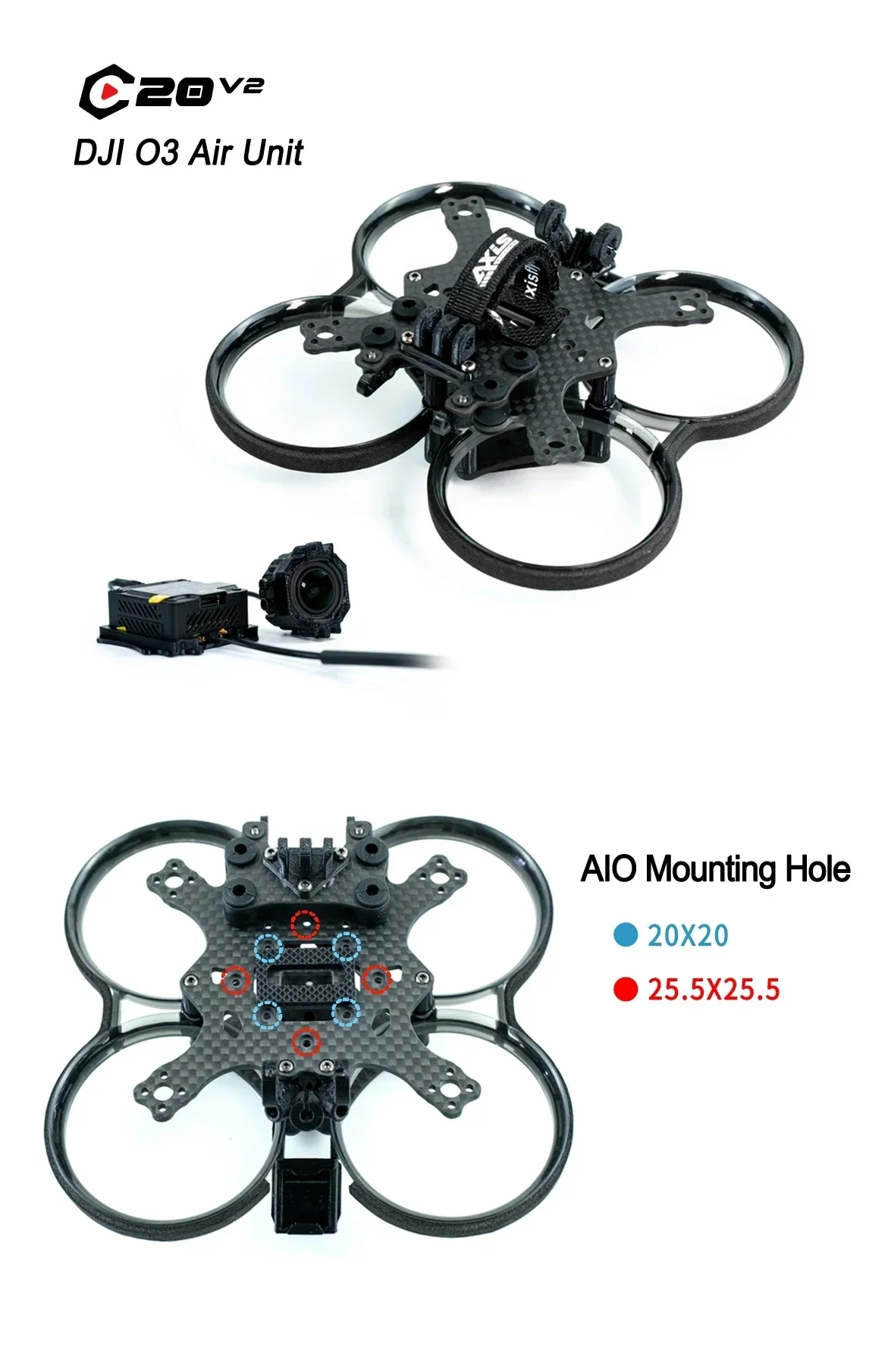 AXISFLYING CINEON C20/C20 V2 Drone Frame Kit with O3 Air AXISFLYING CINEON C20/C20 V2 Drone Frame Kit with O3 Air