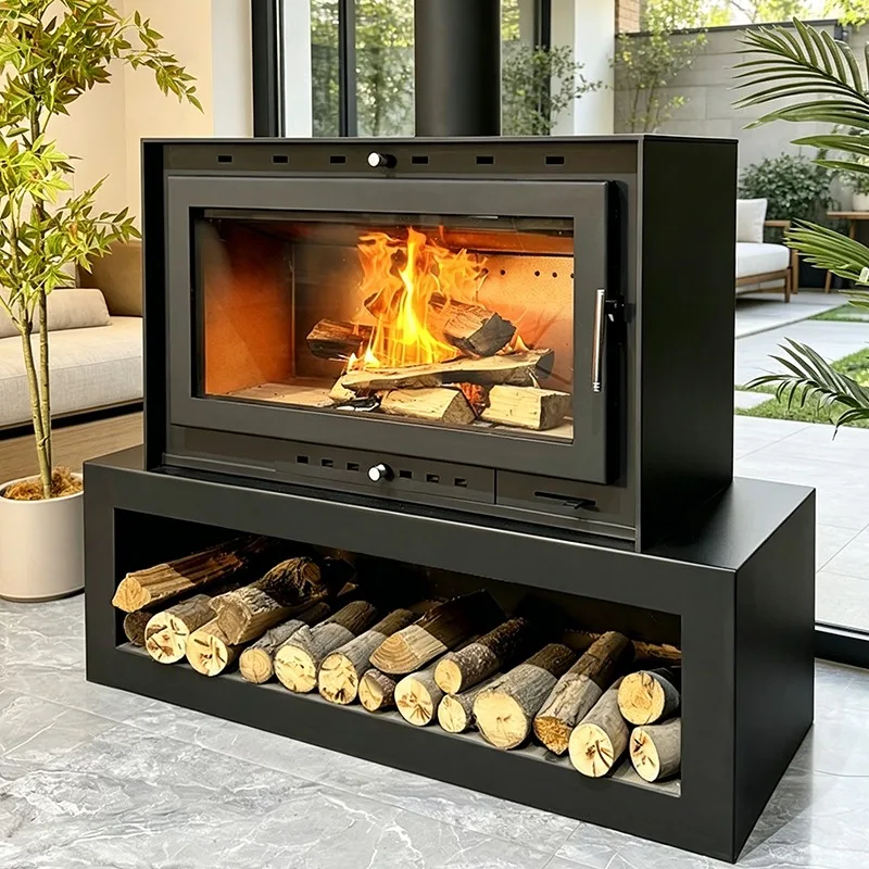 Traditional Design Cast Iron Wood Pellet Stove Eco-Friendly Durable Automatic Feeding Hydro Fireplace Freestanding Villas