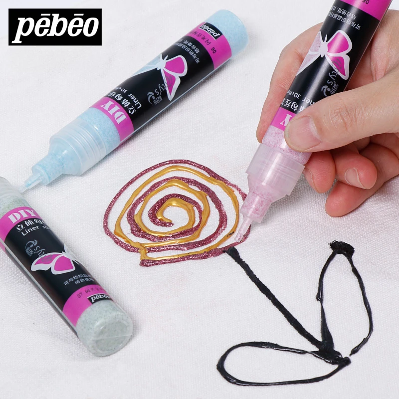 1PC Pebeo 3D Effect Liner Pen 25ml Shiny Color Pen Type Waterproof Acrylic Paint for DIY Canvas,Glass Painting Boards and Wood