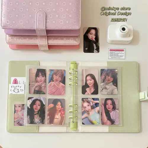 Imagen 2 del producto MINKYS-carpeta para sesión fotográfica de PU A5 Kpop, diseño Original, corazón de amor brillante, libro para coleccionar, Idol, tarjetero, álbum de tarjetas fotográficas