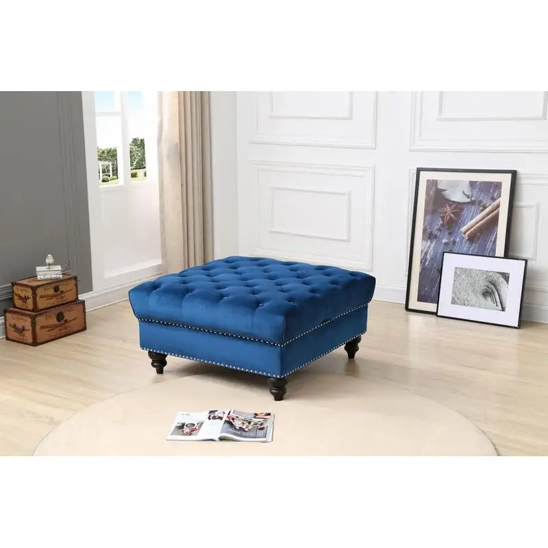 

Comfortable Navy Blue Ottoman for Stylish Living Room Decor and Relaxation