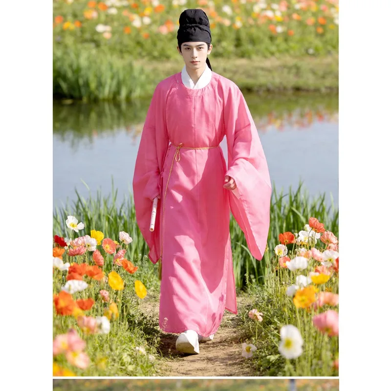 Robe Tang Hanfu à col rond pour homme, style ancien, peut être portée au quotidien, style savant et chevalier.