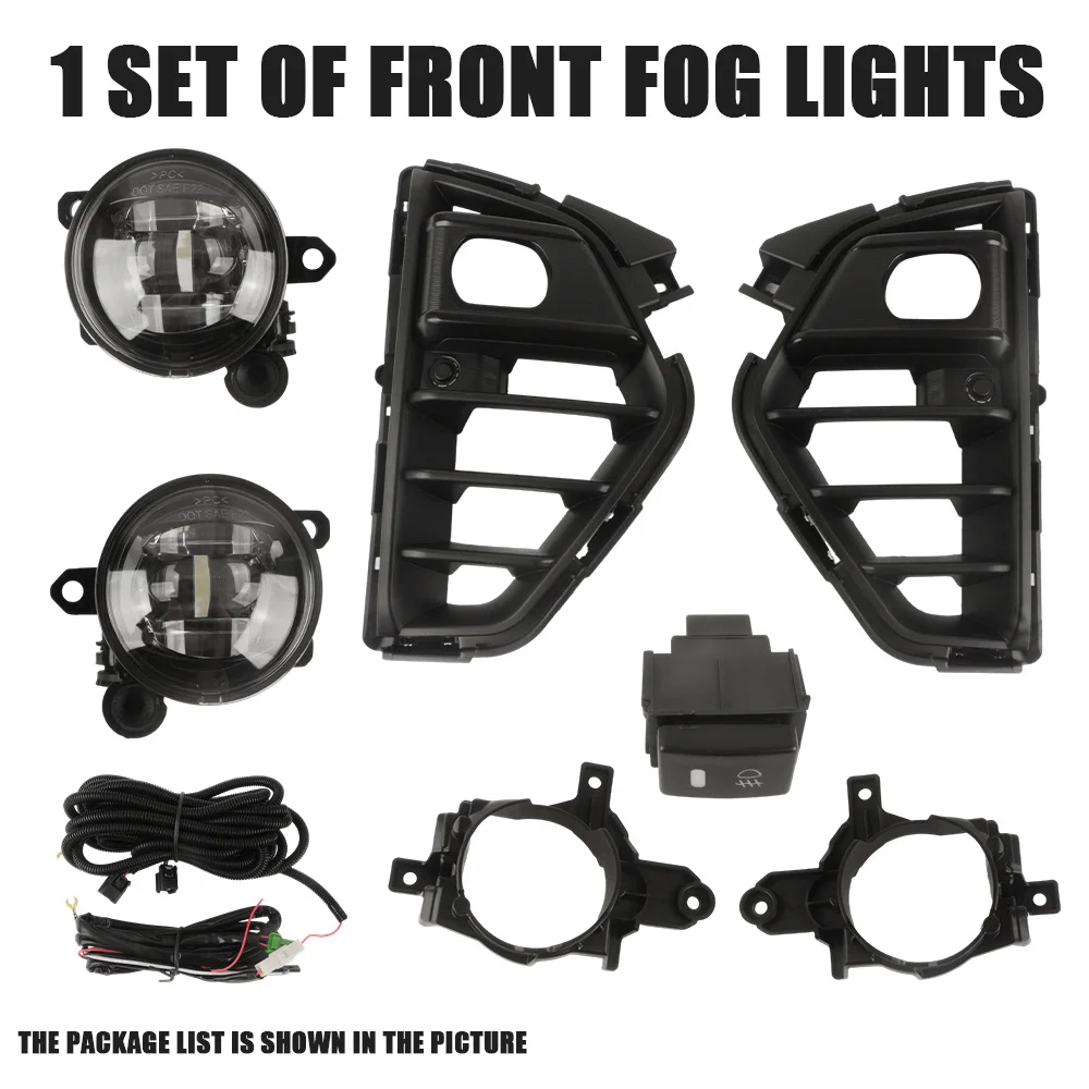 LED Front Bumper Fog Lights Kit with Grille Bezels Dashboard Switch Wiring Harness for Nissan Caravan Urvan NV350 2023-2024
