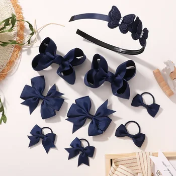 9Pcs Girls Hair Accessories Set Ribbon Bows Bowknot Hairbands Headband Lovely Cheer…