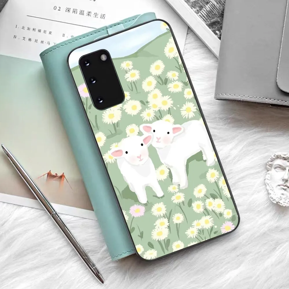 Cute Lamb Sheep Phone Case For Samsung S 20 21 22 23 plus Ultra for Redmi Note 8 9 10 11 for Huawei Y 5 6 9