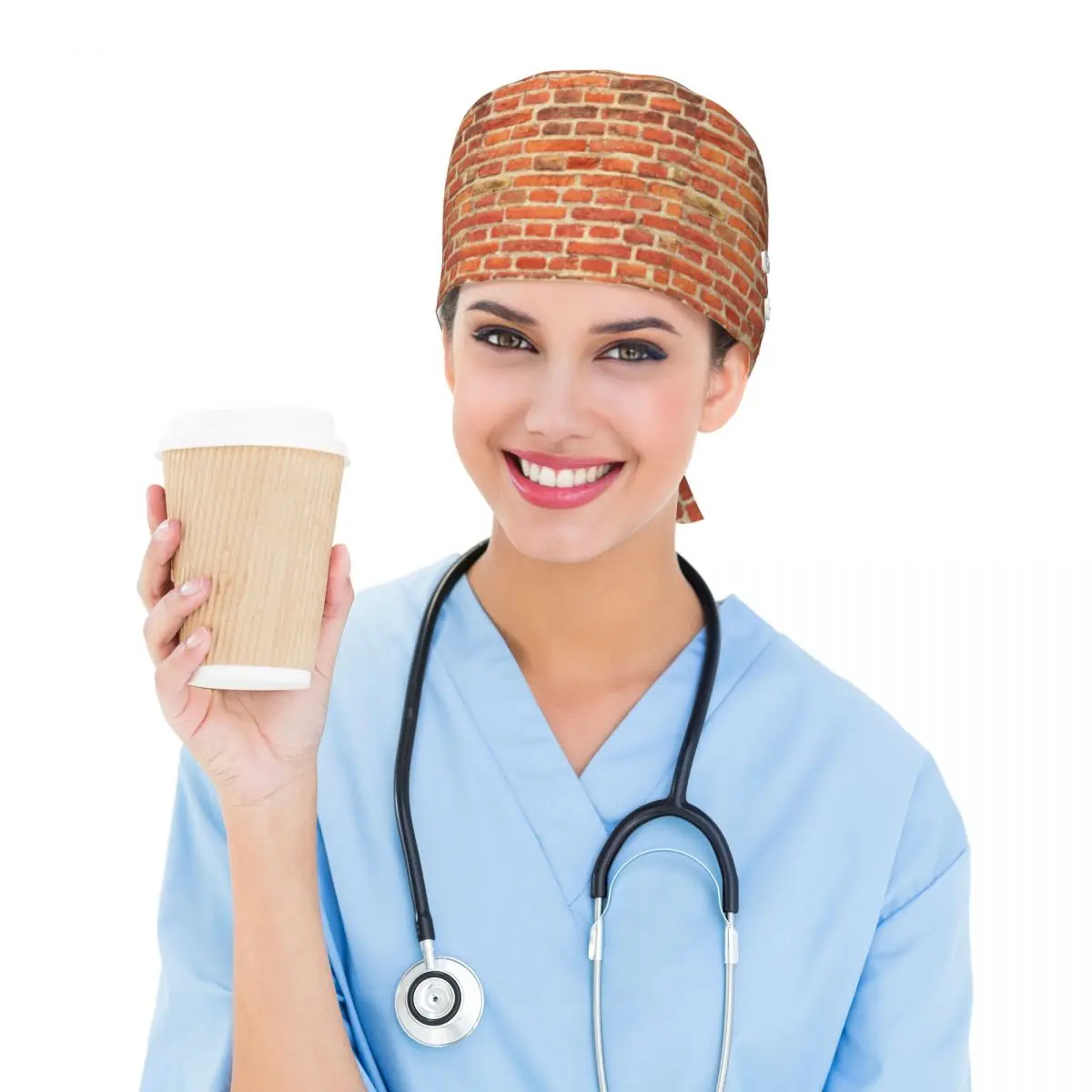 The Red Brick Wall Scrub Hat Doctor Working Surgical Cap Men Women Adjustable Nursing Caps for Dentist