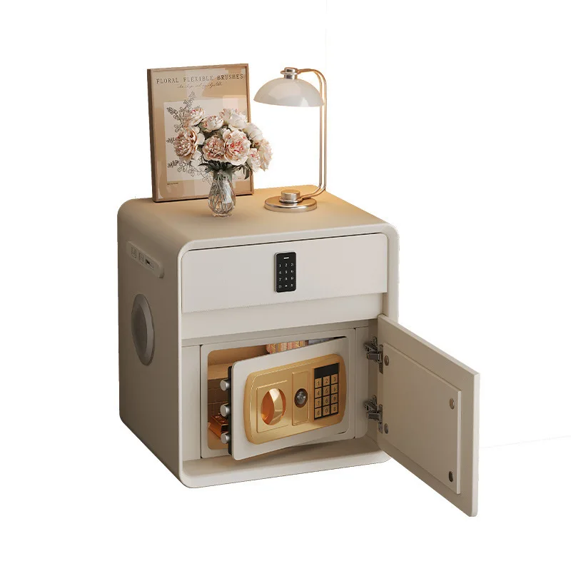 

Smart bedside table, safe, integrated bedroom with lock, niche design, small bedside locker