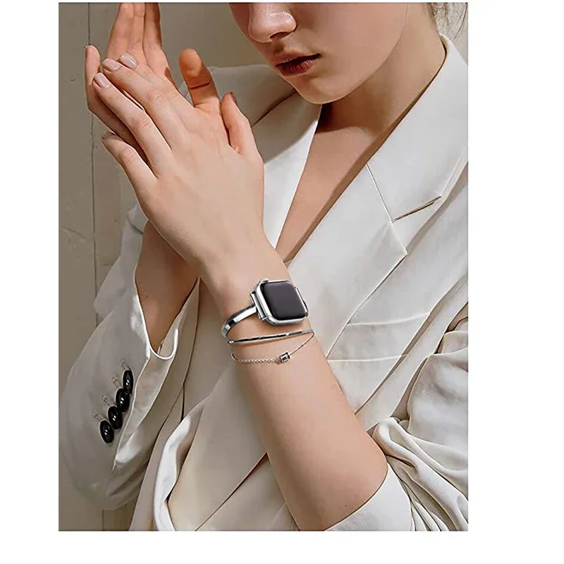 حزام فاخر لساعة أبل Series10 9 8 7 6 se سوار نسائي من الفولاذ الماسي iWatch Ultra 49mm 44 40 42 46mm 41 45mm 38mm