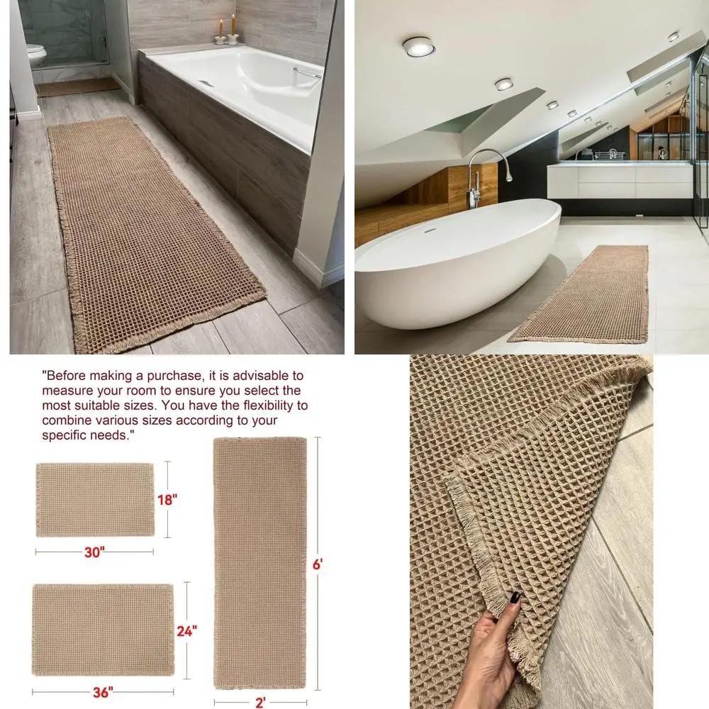 

Brown Super Soft Non-Slip Bath Mat, 2x6 Feet, Machine Washable with Rubber Backing and Tassels