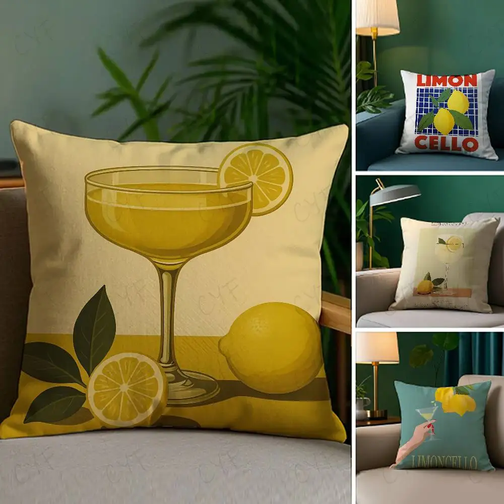 Anime Limoncello Cocktail Pillow Case Custom Printed Brushed Fleece Pillow, Baby Skin-Touch, Eco-Friendly Dye-Sublimation Cushio