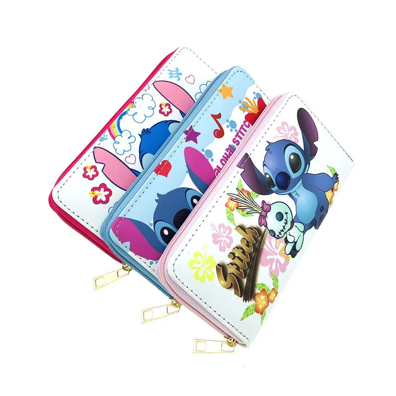 New Anime Disney Stitch Wallet Kawaii Lilo & Stitch Long Zipper Coin Purse Cartooon Makeup Bag Passport Bag Children Gifts