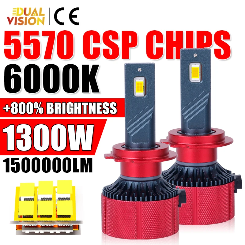 

H1 H4 H7 LED H8 H11 9005 HB3 9006 HB4 9012 HIR2 Led Headlight Bulb F5C Canbus 5570 CSP CHIPS Automobile 1300W 12V Turbo Fog Lamp