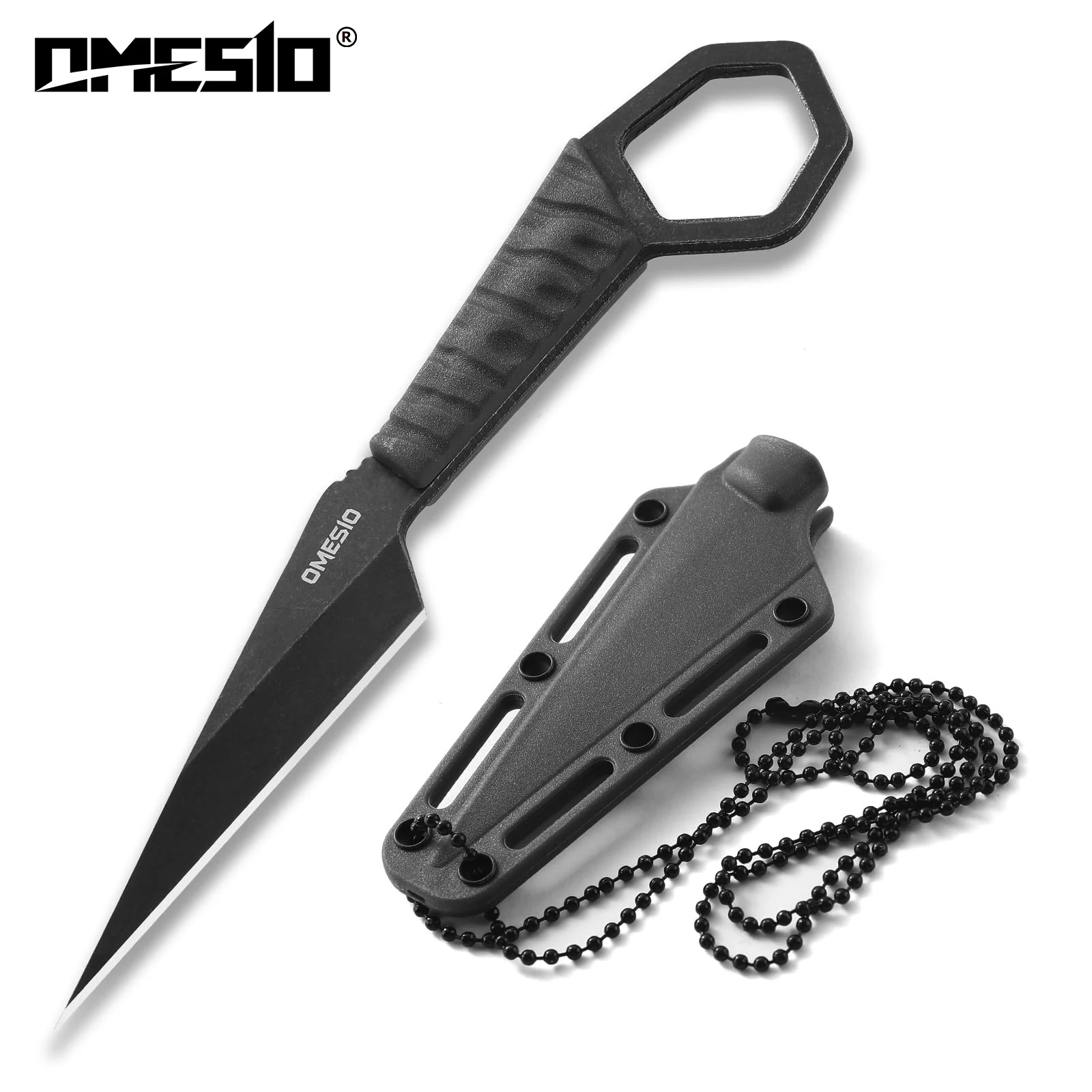 

OMESIO Fixed Blade Tactical Knife with Kydex Sheath, 8.46" Full Tang EDC 5CR13MoV Horizontal Carry Knife Camping Survival