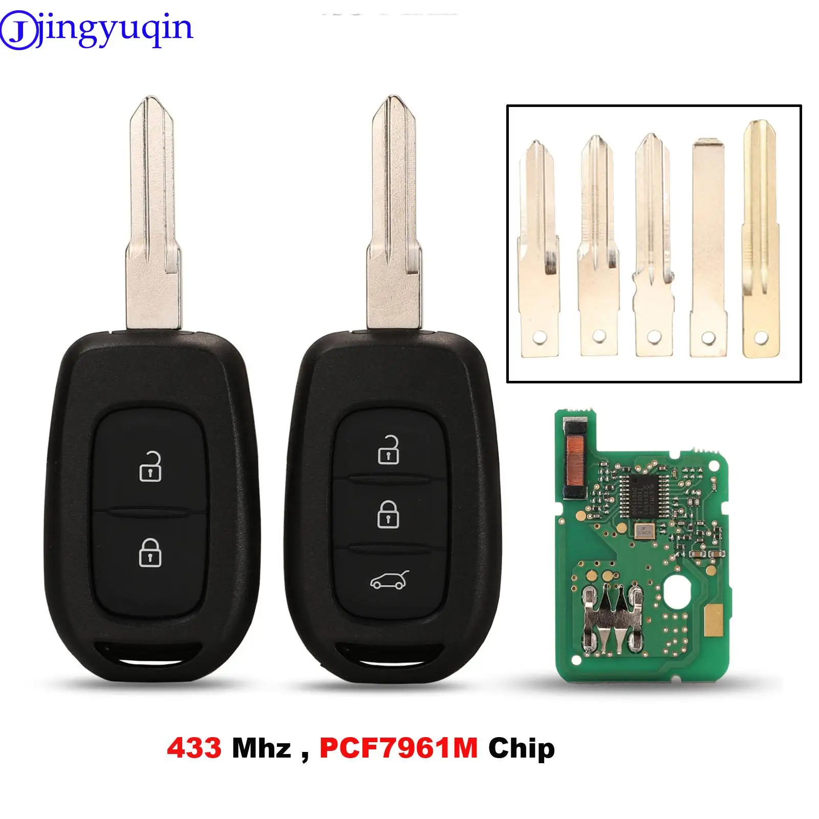 

Jingyuqin дистанционный ключ 2/3 кнопки 434 МГц с чипом 4A PCF7961M для Renault Sandero Dacia Logan
