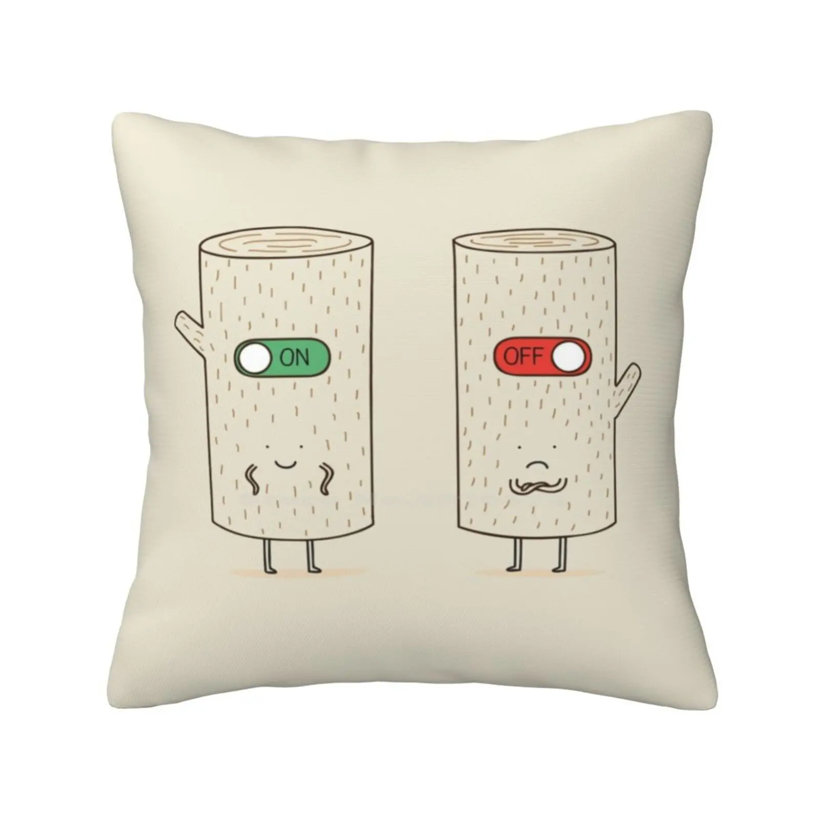 Log On And Log Off Funny Cute Decor Square Pillowcase Log On Log Off Wood Pun Funny Cute Humour Vector