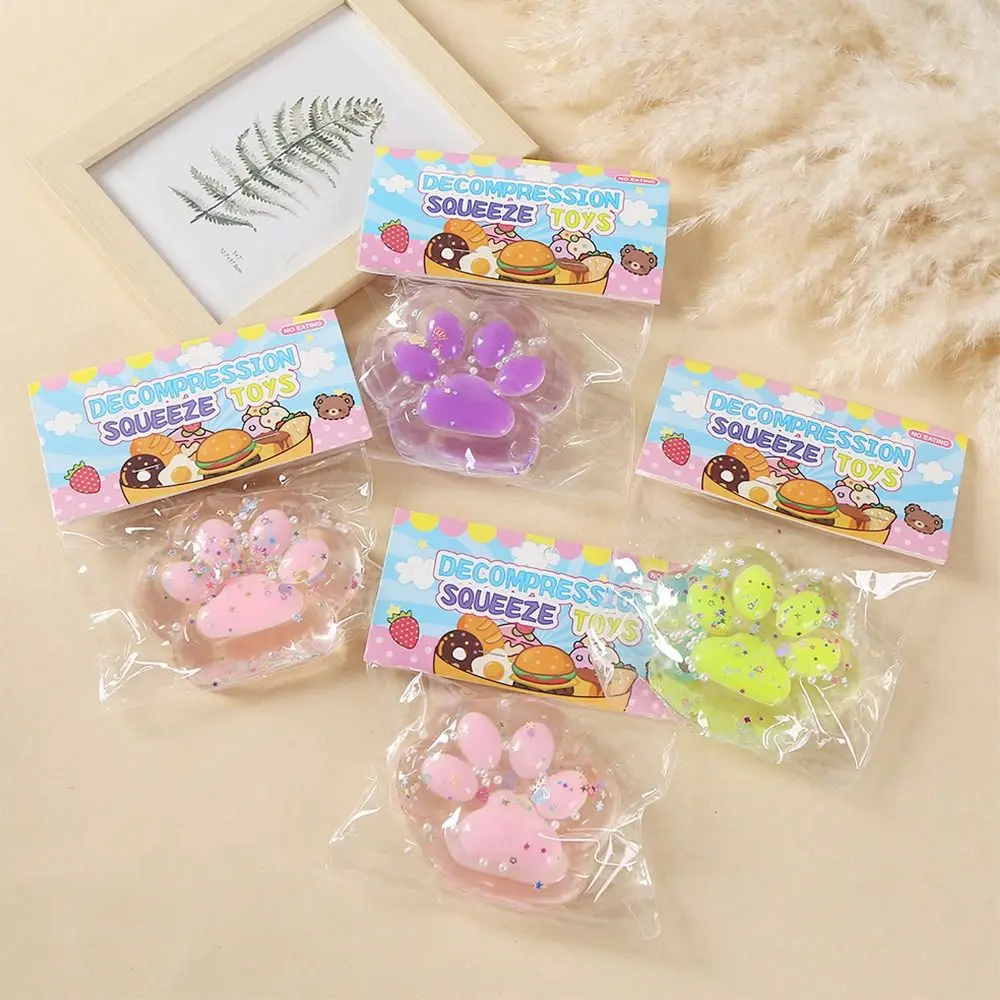 Funny 10pcs Squeeze Cat Paw Toys TPR Super Soft Amethyst Cat Paw Sticky Hand Relax Gifts Decompression Toys antistress foot