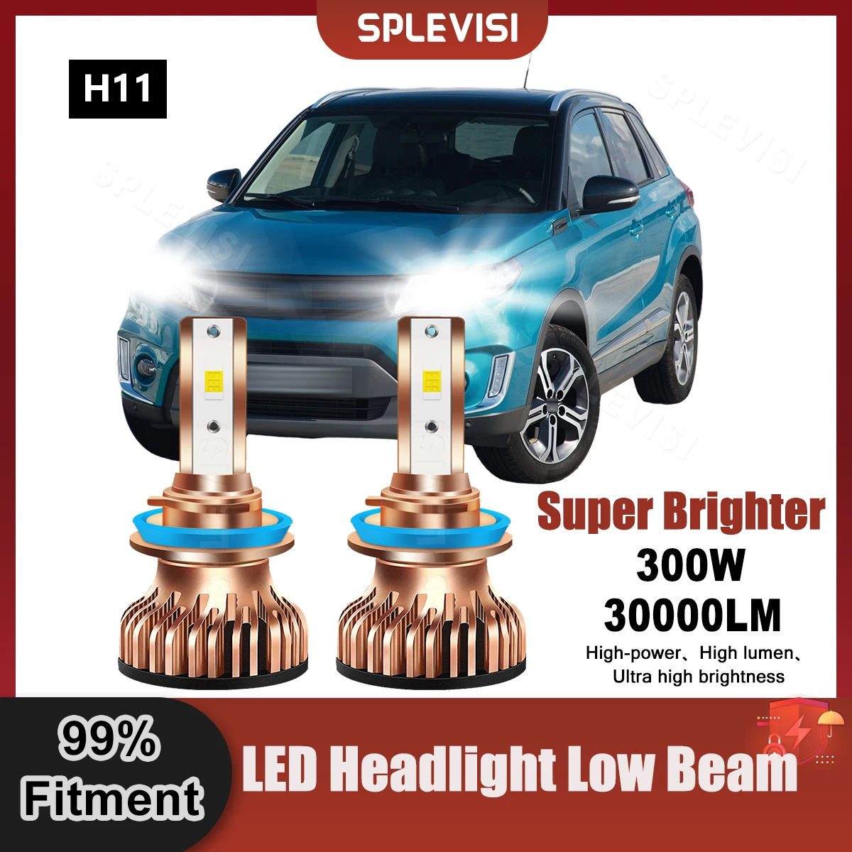 

2PCS H11 Automobile LED Headlight Low Beam 6000K White 12PCS CSP Chip For Suzuki Vitara 2015 2016 2017 Replace Car Light Bulbs