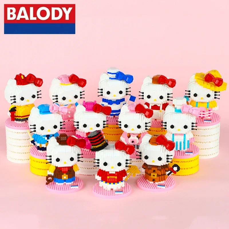 

BALODY Hello Kitty building blocks Sanrio model Japanese anime Kawaii birthday gift educational assembly children's toys