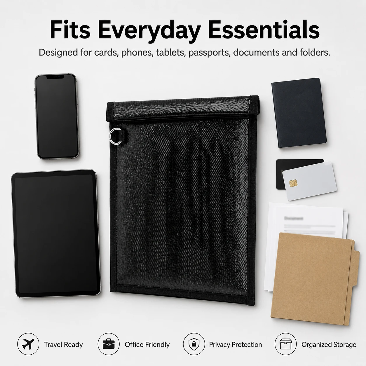1-3Pcs Faraday Document Bag, Signal Blocking EMP Shielding File Pouch, Anti-Tracking Privacy Protector for Cell Phones  Cards
