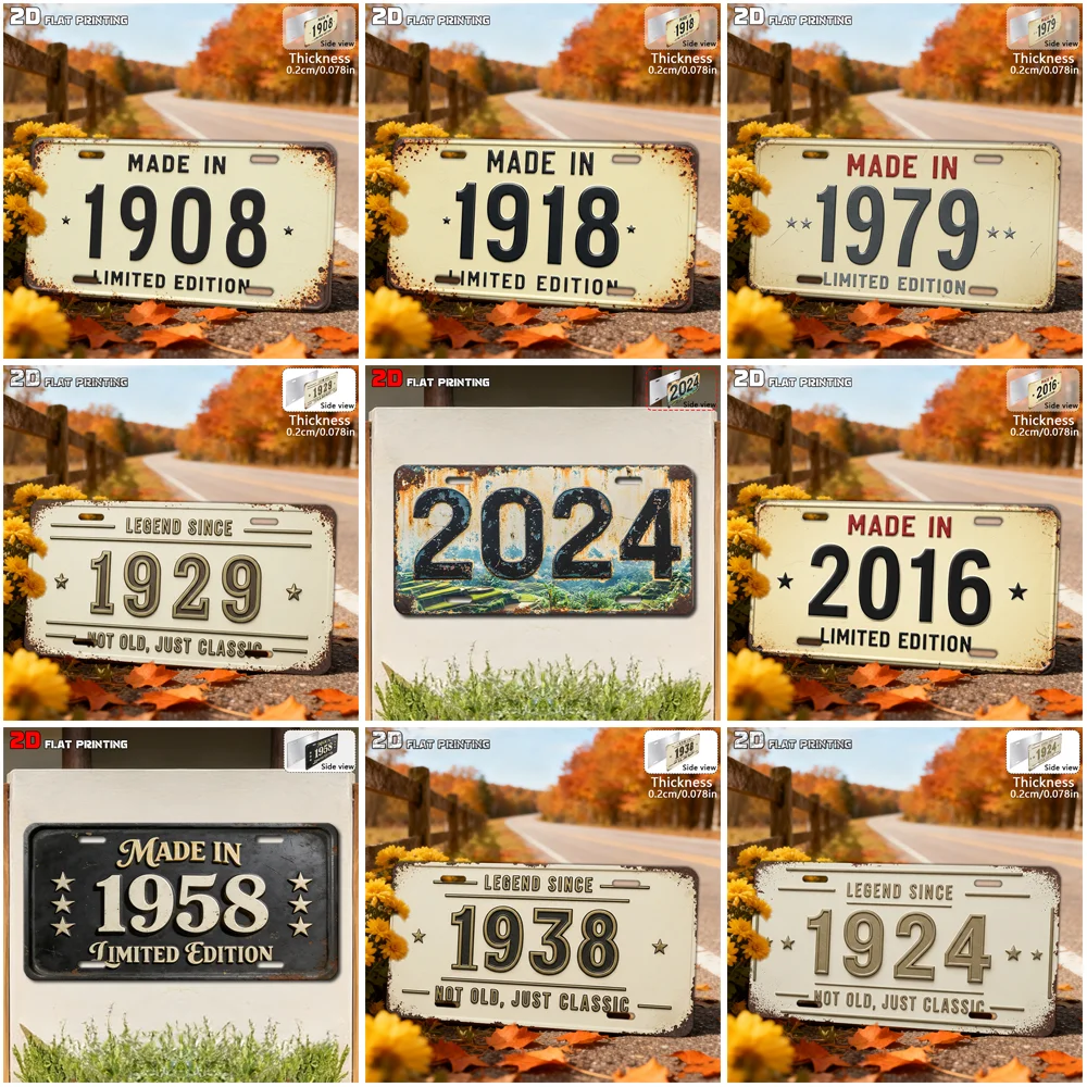 Vintage Distressed Year Number Landscape Print Slogan License Plate Metal Tin Sign Retro Wall Decor For Bar Cafe Home Garden