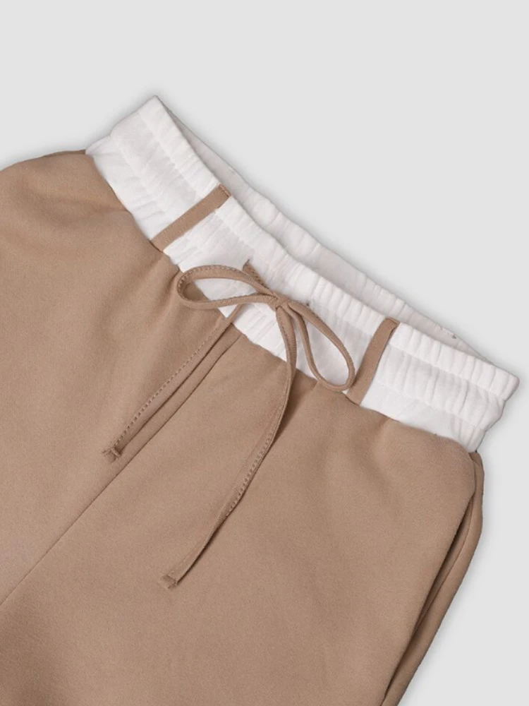 신축성 있는 허리 포켓 디자인 커프드 스웨트팬츠