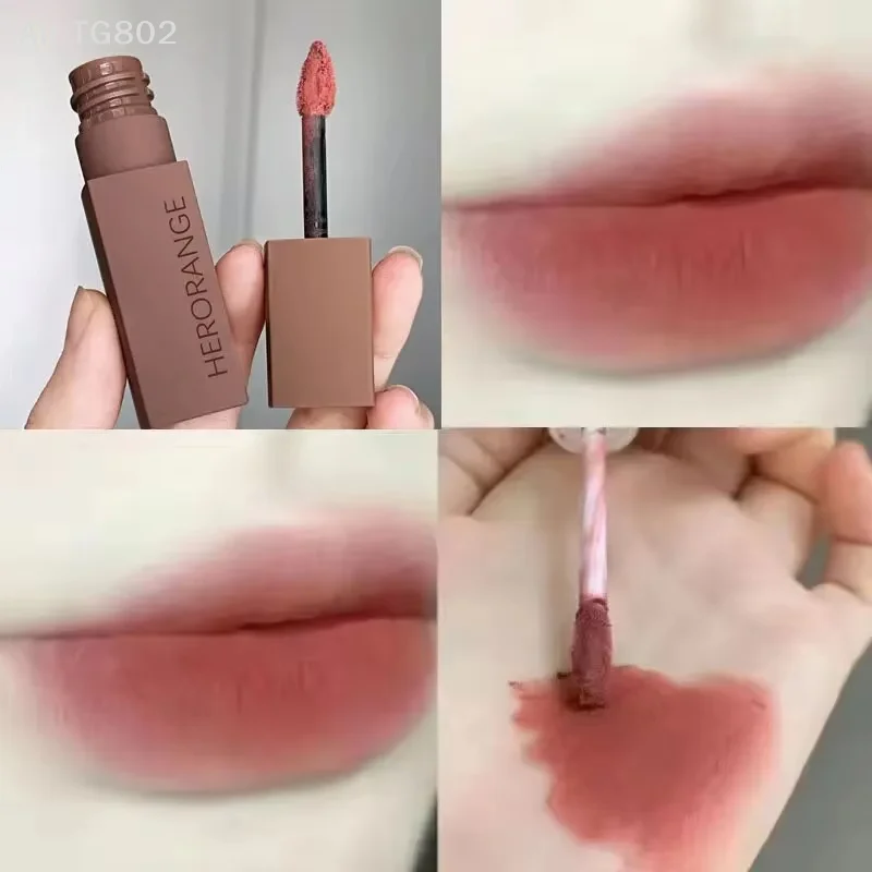 HERORANGE Matte Velvet Lip Mud Waterproof Non-Stick Long-Lasting Silky Smooth Soft Mist Lipstick Lip Gloss Makeup Cosmetics