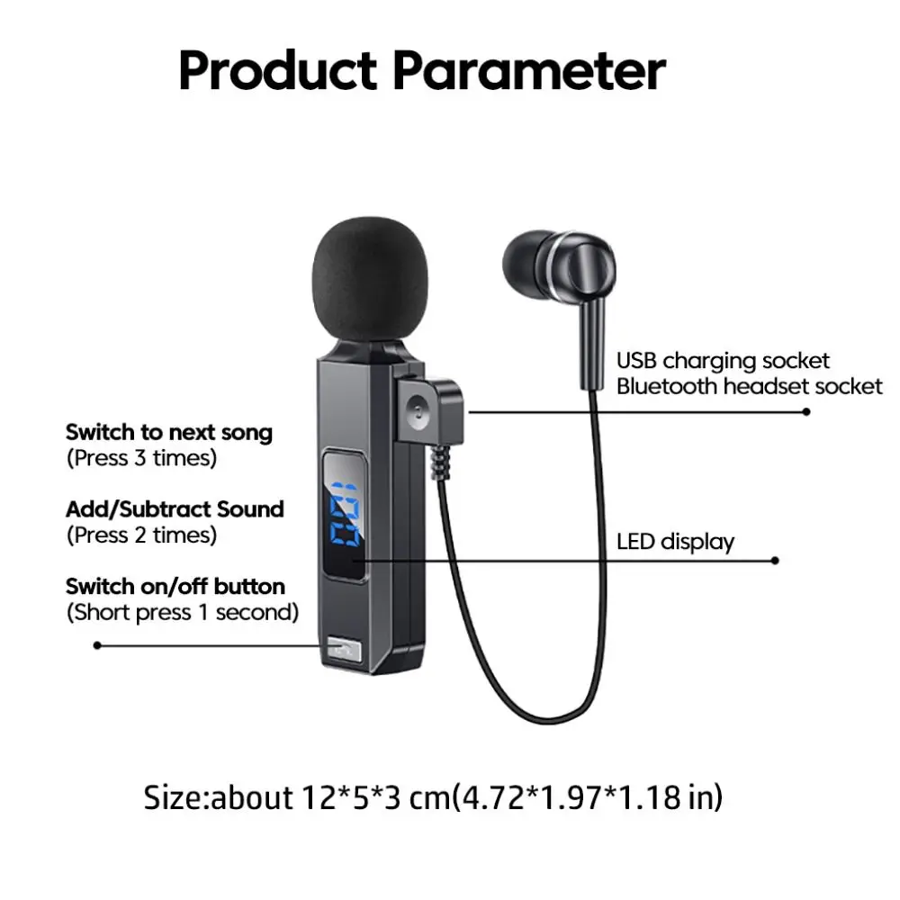 Bluetooth 5.5 Kragen-Clip-Kopfhörer mit Mikrofon, HD-Anruf-Ohrhörer mit Ladeetui, kabellose Ohrhörer mit Geräuschunterdrückung