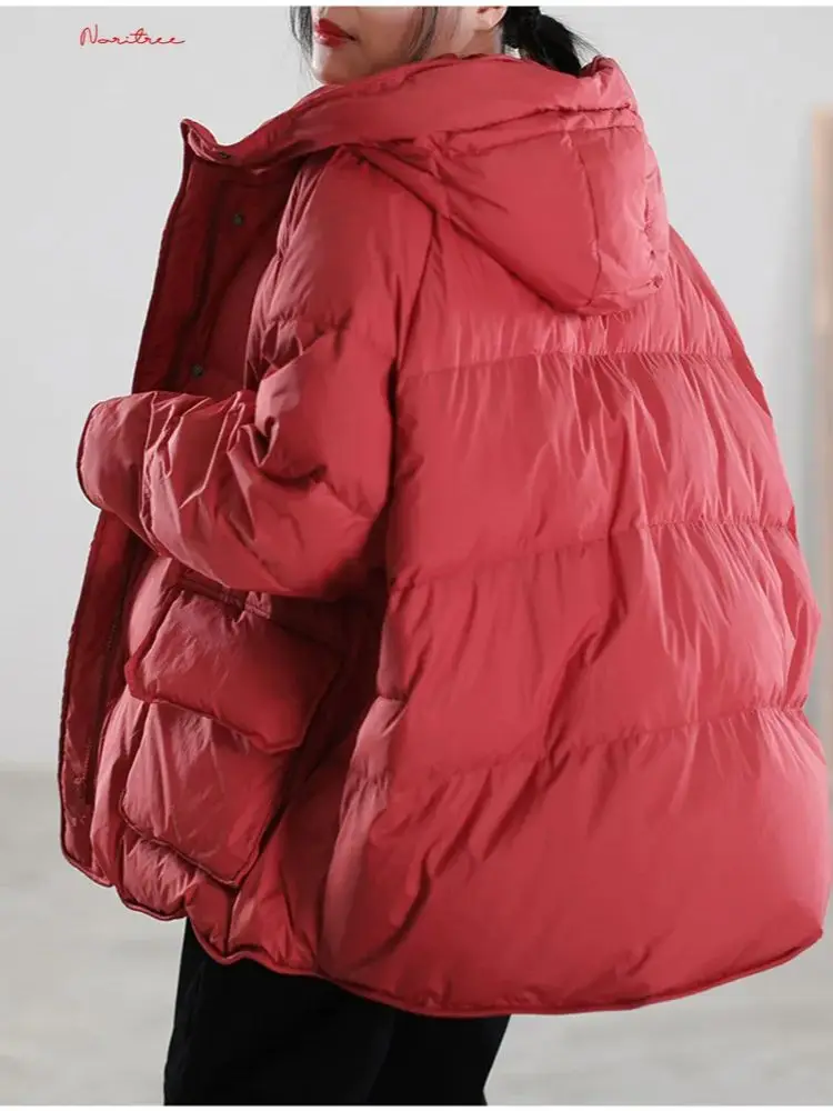 Piumini d'anatra di grande qualità cappotti invernali da donna con colletto sottile e cappuccio piumini da donna più spessi giacca calda Fluffy parka wy1800