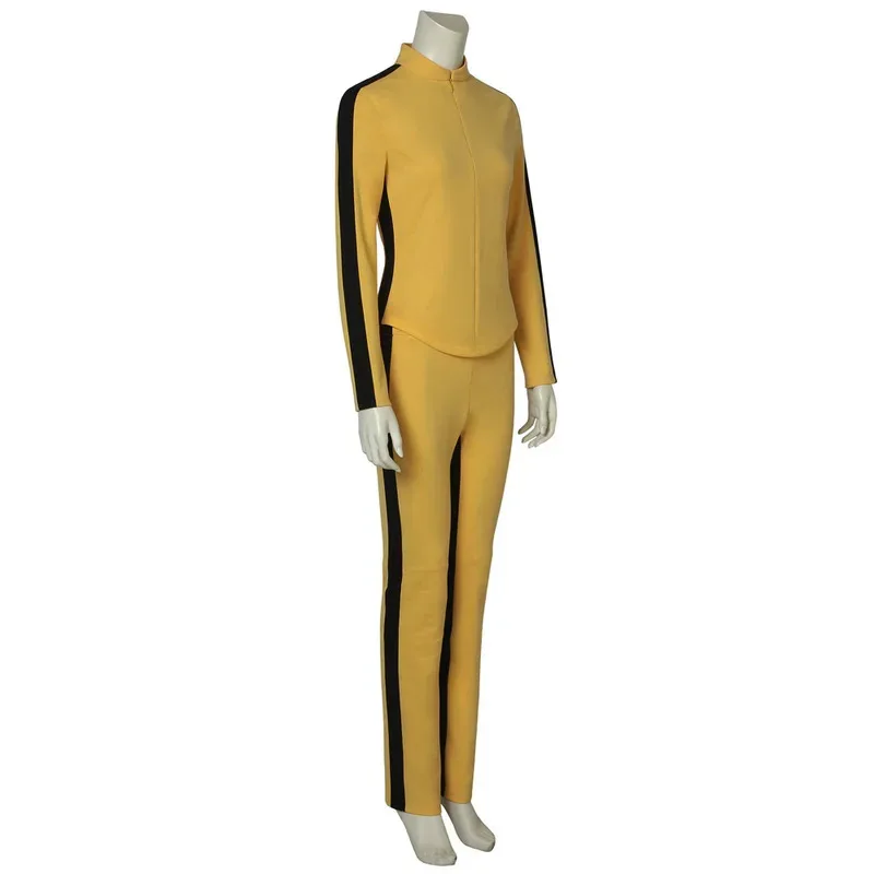 

qa156Uma Thurman Movie Kill Bill Costume Women's Yellow Tight Uniform Suits The Bride Cosplay Halloween Party Costum