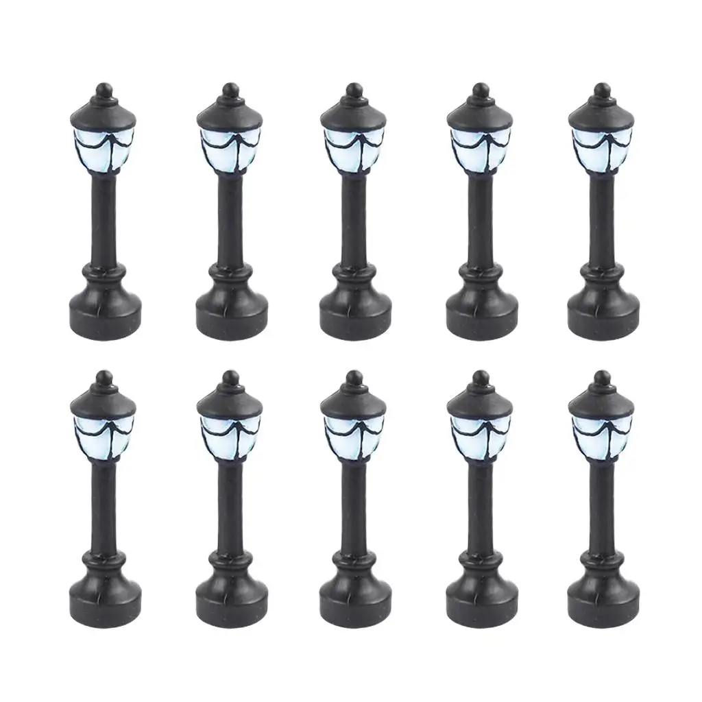 10pcs Model Street Lamp Single Round Lamp Building Model Sand Table Decor