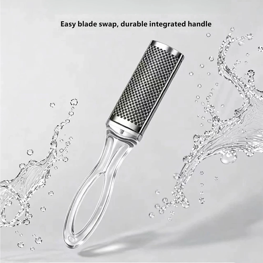 4Pcs Foot Files Set Replaceable Stainless Steel Blade Pedicure Rasp Callus Remover Foot Scrubber Dead Hard Cracked Skin Removal