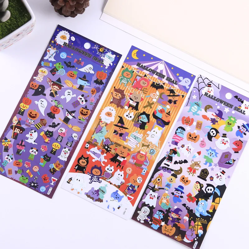 1pc Funny Halloween PVC Decorative Stickers Adhesive Stickers DIY Diary Stationery Stickers Children Gift School Office Supplies